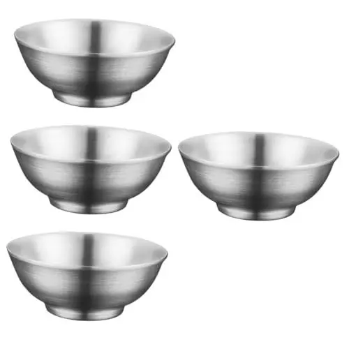Produktbild: Amosfun 4 Stück Nudelschüssel für den täglichen Gebrauch verschleißfeste Nudelschüssel koreanische Schüssel edelstahlschüsseln edelstahlnapf Ramen-Schüssel Instant-Nudeln Ramenschalen