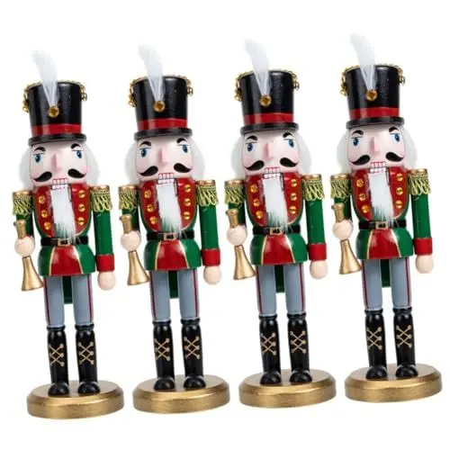 Produktbild: Amosfun 4 Stück Nussknacker bürodeko büro Dekoration wihnachtsdeko Soldat Modellierung Cartoon-Soldat-Schmuck Bezaubernde Heimdekoration Dekorationsartikel für Zuhause Holz Green