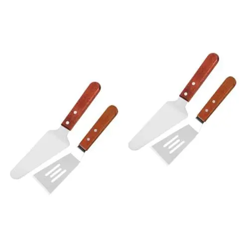 Produktbild: Amosfun 4 Stück Pizza-Spatel kochgeschirr küchen utensilien Pizza-Schaber cake server grill zangen kleiner Spachtel aus Metall Werkzeug zum Schneiden von Kuchen Kuchenschaufel hölzern