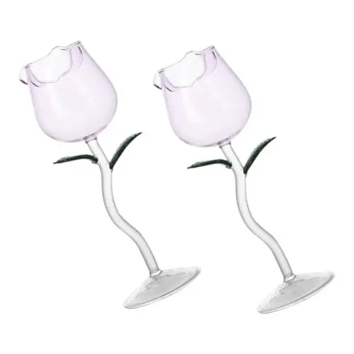 Produktbild: Amosfun 4 Stück Rosé Weinglas Blumenweinkelch Kelch Im Rosendesign Klare Schnapsgläser Partyweinbecher Cocktaildekorationen Für Getränke Saft Kelch Klare Weingläser Hohe Trinkbecher