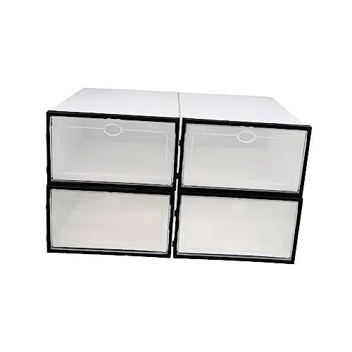 Produktbild: Amosfun 4 Stück Schuhkarton-Aufbewahrung Lagerbehälter Würfel Schuheimer Deckel süßer Korb sicher storage boxes aufbwahrungs-box Zuhause mit Schuhbehälter Plastik Weiß