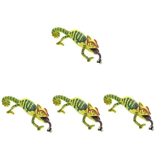 Produktbild: Amosfun 4 Stück Simulation Chamäleon Animal Figures weihnachsgeschenk wohnungsdeko Fantasiespielzeug kleine Eidechsenstatue Gecko-Statue bastelt Dekoration Eidechsenfiguren PVC