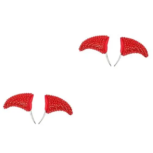 Produktbild: Amosfun 4 Stück Teufel Haarnadel Rote Haaraccessoires Für Frauen Haarspangen Aus Horn Halloween-cosplay-kostüm Teufelshörner Teufelskostüm Für Damen Strasssteine Fräulein Plastik Zubehör
