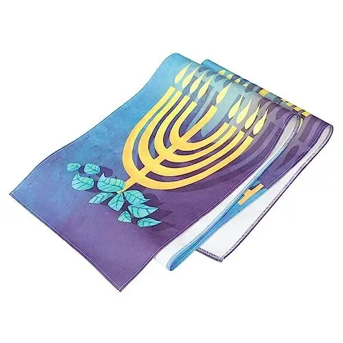Produktbild: Amosfun Chanukka Dekoration 4 Stück Tischläufer Für Festivals Tischdecken Für Die Küche Weiße Tischdecken Multifunktionale Tischdekoration Partytisch Weißer Küchentisch Chanukka Jüdischer Tischläufer
