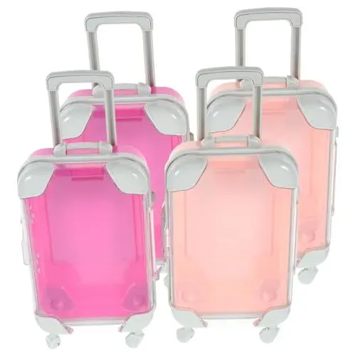 Produktbild: Amosfun 4er-Box Simulations Wagen Koffer Wimpern-geschenkbox Kulturbeutel Mit Zugetui Kleiner Trolley-Koffer Mini-Koffer-partygeschenkbox Winziger Kosmetik Schminkständer Fräulein Plastik