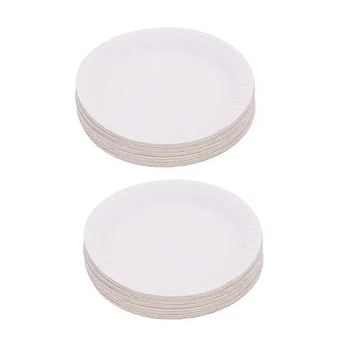 Produktbild: Amosfun 50 Pappteller zeichnen einweg besteck Aquarellplatten Farbschalen bemalen weiße Gouache Farbpaletten Ablagefächer leere Malplatten Haushalt Zeichenbrett Kind