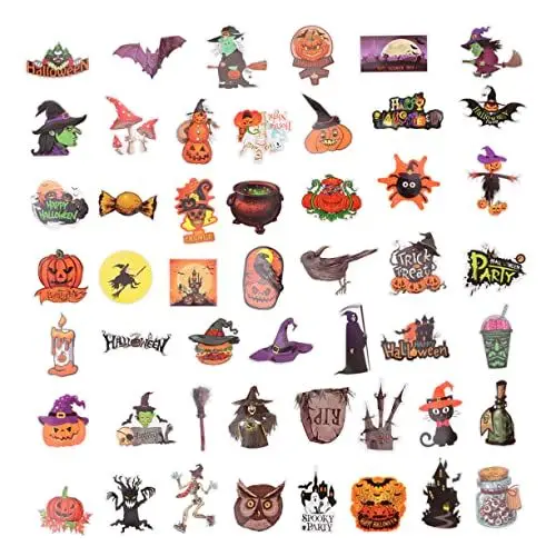 Produktbild: Amosfun 50 Stück Halloween-aufkleber Kühlschrankdekor Gepäck Aufkleber Kürbis-aufkleber Halloween-dekorationsaufkleber Halloween-laptop-aufkleber Notizbuch Aufkleber Für Flaschen