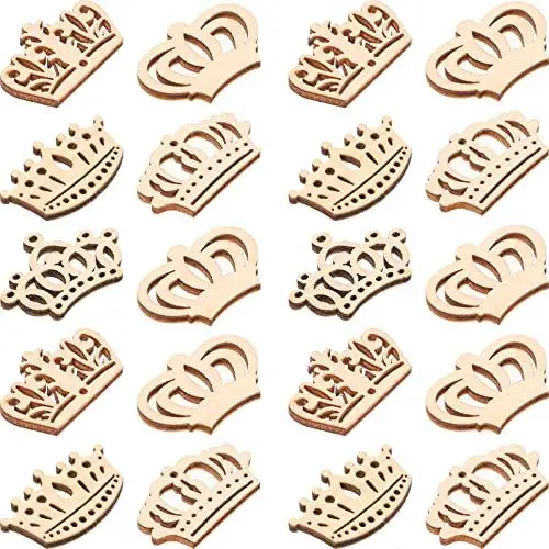Produktbild: Amosfun 50 StüCk Holz Kronen Bastelmaterial, Ideal FüR Kindergeburtstage, Hochzeiten Und Diy Kunstprojekte, Kreative Holzornamente Zum Bemalen Und Dekorieren