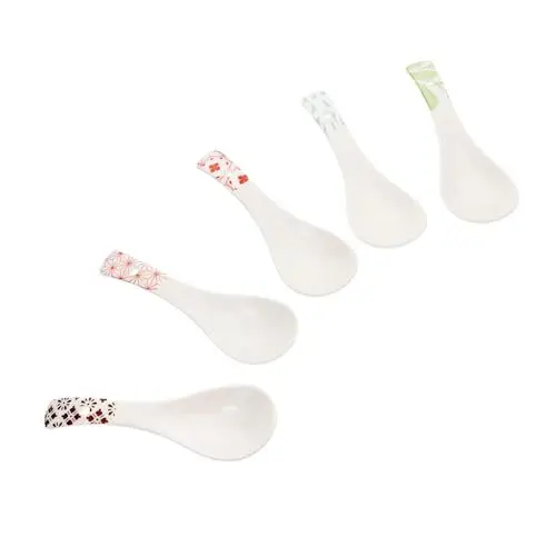 Produktbild: Amosfun 5-teiliges Suppenlöffel-set Chinesische Suppenlöffel Ramen-löffel Reiskochlöffel Keramik-tischbesteck