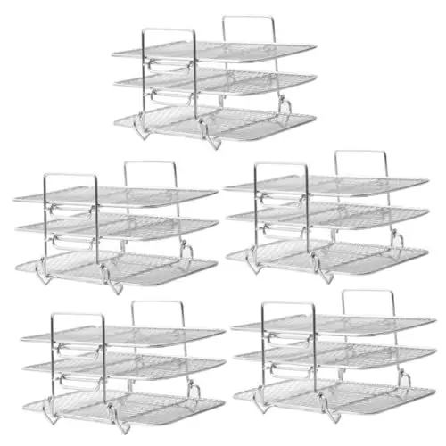 Produktbild: Amosfun 5St Luftfritteusengrill edelstahlrost air fryer rack heissluftfriteuse zubehör Obsttrockner Zubehör für die Luftfritteuse Fleischgrillständer Küchenwaren Rostfreier Stahl Silver