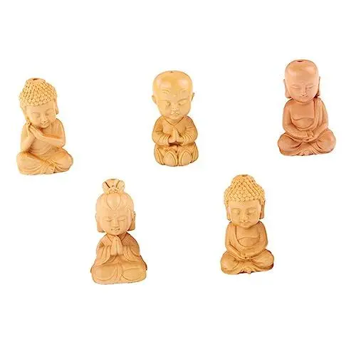 Produktbild: Amosfun 5 STK Ornamente Buddha Statue Buddha Figuren Buddhistische Dekoration The Craft gefärten kleinigkeiten Room Decoration Buddhismus schmücken Buddha-Kopf Sandkasten Baby Zubehör Holz