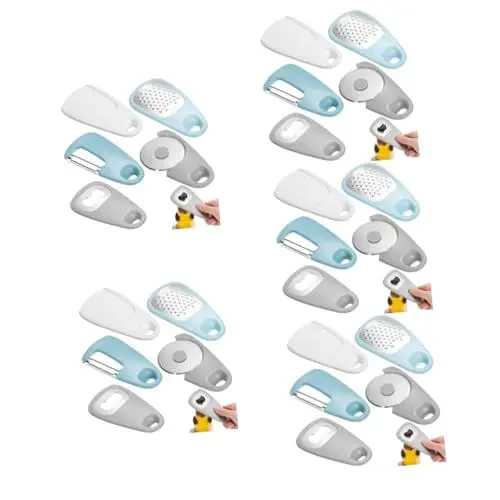 Produktbild: Amosfun 5 Sätze Küchenhelfer-Set Ninja-Luftfritteuse-Zubehör Küchenpinzette Gadgets Obst Utensil Mini Fruchtschäler Pizzaschneiderad Handreibe Lebensmittelstampfer Rostfreier Stahl