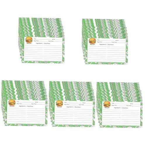 Produktbild: Amosfun 5 Sätze Rezeptkarte Für Die Küche Küchenzubehör Hausgemachte Rezepte Kochkarten Kartenteiler Kochbuchhalter Diät-notizkarten Rezept Kraftkarten Kraftpapier 50 Stück * 5