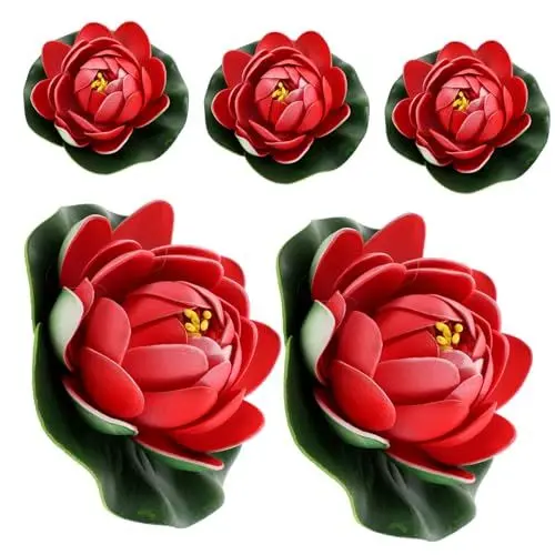 Produktbild: Amosfun 5st Simulation Lotusblatt Lotus Schaum Lotusblumen Lotusblumendekor Gefälschtes Seerosenblatt Schwimmende Schaumlotusblumen Simulation Teichanlage Künstlich Gefälschter Schwimmer