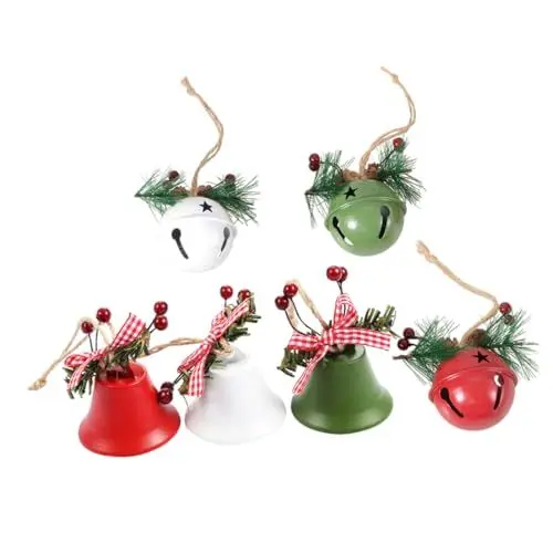 Produktbild: Amosfun 6St Weihnachtsglocken Weihnachtsglocke zum Aufhängen hängende Glockenverzierung winterdeko Christbaum anhänger Weihnachtsdekoration zum Aufhängen Weihnachtsglöckchen Eisen