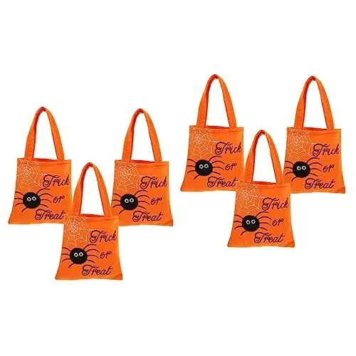 Produktbild: Amosfun 6 Stk Halloween-einkaufstasche Taschen Süßigkeitenbeutel Mit Kordelzug Große Einkaufstasche Verpackungsbeutel Korbtasche Faltbare Einkaufstasche Große Halloween-tasche Orange Vlies