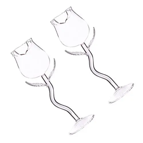 Produktbild: Amosfun 6 Stk Rosenbecher Weinkelch kreative Weingläser klare Gläser Hochzeitsbrille feier weingläser sicherheitsglas party brillen hochzeitsdeko Roséweingläser Weingläser mit Rosenblüten