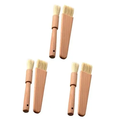 Produktbild: Amosfun 6 Stück Backpinsel Aus Buche Backwerkzeug Backpinsel Küchenölpinsel Backpinsel Grillpinsel Grillpinsel Ölpinsel Grillpinsel Saucenpinsel Kochen Holz Khaki