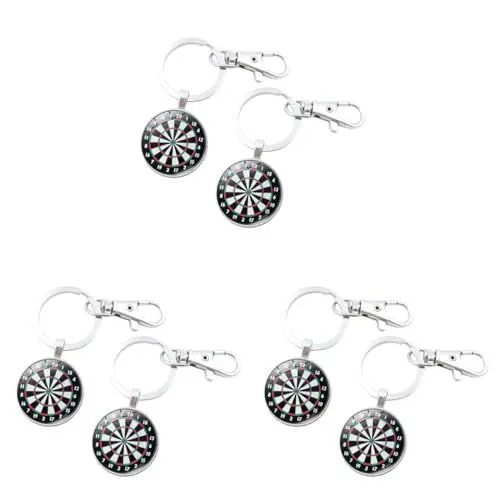 Produktbild: Amosfun 6er Set Retro Dartscheibe SchlüSselanhäNger, Silber Legierung, SchlüSselhalter, Darts Geschenke FüR MäNner, Darts ZubehöR Und Dekoration