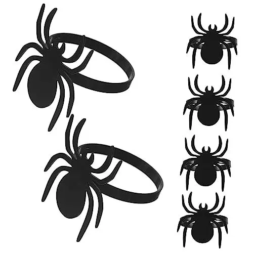 Produktbild: Amosfun Einzigartige Serviettenschnallen in Spinnenform 6 Stück Halloween-serviettenhalter Spinnenservietten-tischdekoration