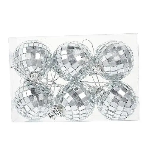 Produktbild: Amosfun Discokugel Deko 6st Reflektierende Disco-Kugel Hängende Discokugel Spiegelkugelverzierung Kuchen Spiegelkugeln Discokugeln Mini-Disco-Kugel 70er Disco-Party-deko Silver Linsen Aus Glas