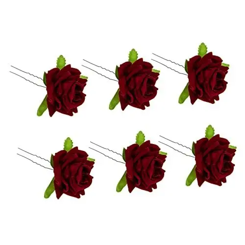 Produktbild: Amosfun 6stücke U-förmige Haarnadeln Mit Rosen-design Für Hochzeiten Brautfrisuren Und Gartenpartys Dekorative Haarspangen Aus Hochwertigem Material Leicht Und Langlebig