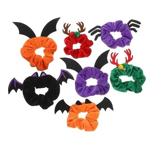 Produktbild: Amosfun 7st Haargummis Für Mädchen Halloween-haargummis Haarstyling-zubehör Elastischer Pferdeschwanzhalter Elastische Pferdeschwanzhalter Haarschmuck Schmücken Lustig Flanell Fräulein
