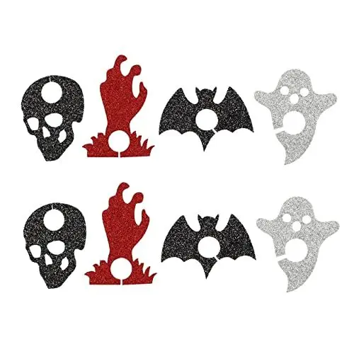 Produktbild: Amosfun Gruselige Halloween-thema Weinglas Ringe 8pcs Fledermaus Spinne Skelett Wein Tasse Dekorationen