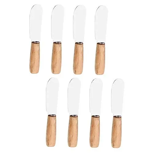 Produktbild: Amosfun 8St Sahnespatel käsemesser küchenmaschiene Backwerkzeug Holzgriff Pfannenwender für Antihaft-Kochgeschirr Kochspatel Abwischen von Stauklingen Haushaltscremespatel Rostfreier Stahl