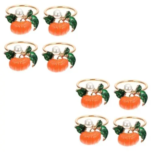 Produktbild: Amosfun 2 Sets Einzigartige Halloween-kürbis-serviettenkreise Dekorative Schnalle Für Servietten Elegante Servietten Für Die Tischdekoration Für Das Halloween-Dinner- 4 Stück * 2