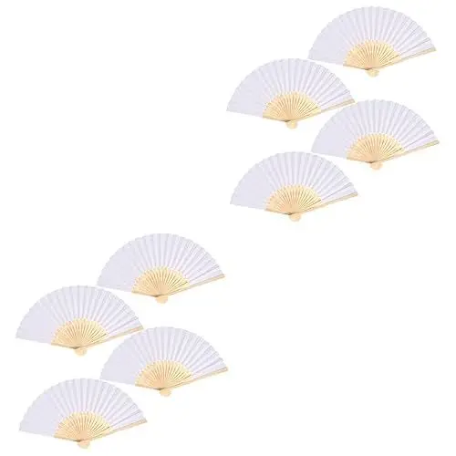 Produktbild: Amosfun 8 Stück 7 DIY Faltfächer Papier Faltfächer Schlichter Faltfächer Gehaltener DIY Malerei Faltfächer Hochzeitsprogramm Fächer Tanzfächer Kinderdekor Papierfaltfächer