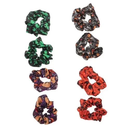Produktbild: Amosfun 8st Halloween-haargummi Haarschmuck Haargummis Halloween- -kopfschmuck Halloween-haarringe Kopfschmuck Für Pferdeschwanz-haarhalter Haarnadel Stoff Einfach