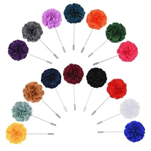 Produktbild: Amosfun Anstecknadeln für Herren, Blumenmotiv, handgefertigt, Satin, Boutonniere, für Anzug, Hochzeit, Bräutigam, mit Box, 16 Stück