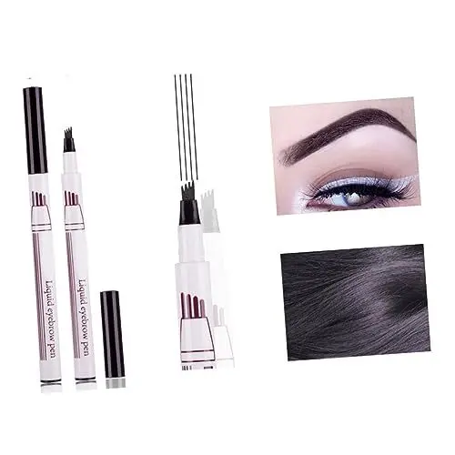 Produktbild: Amosfun Augenbrauenstift Flüssig Mit Vier Spitzen Wasserfest Für Frauen Make-up-tool Langlebig Schweißfest Schnelltrocknend Dunkelgrau