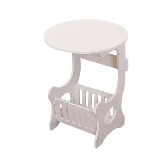 Produktbild: Amosfun Eleganter Mini-Tisch Couch Bett Beistelltisch Wohnzimmer Kaffeeständer Kompakter Beistelltisch Weiß Platzsparendes Gestell