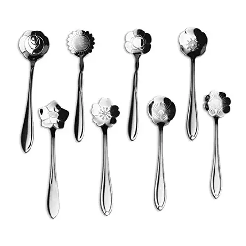 Produktbild: Amosfun Blumenlöffel Teelöffel Set Edelstahl Kaffeelöffel Set Dekoratives Geschirr Design