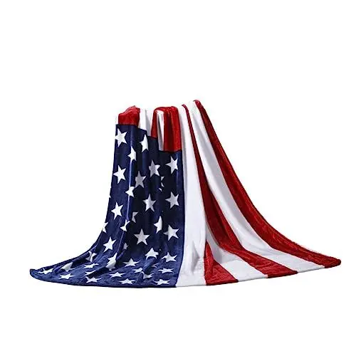 Produktbild: Amosfun Fahnendecke wärmflschen verwarming usa Flagge couchüberwurfdecken Amerika Flagge amerikanische Flagge Decke Decken für Babys Babygeschenke Flanellbettwäsche Bettdecke Winter Banner