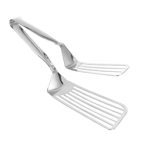 Produktbild: Amosfun Fischschaufelklemme Pfannenwender für Antihaft-Kochgeschirr Pizzaspatel Grillwender Backspatel küchenzange grill zubehör Fischspatel Edelstahl-Metallspatel Rostfreier Stahl Silver