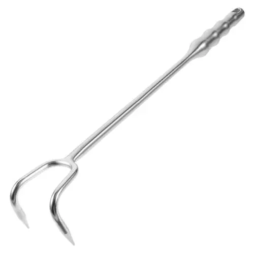 Produktbild: Amosfun Fleisch Haken Praktischer Bratstab Fleischflosse Für Restaurant Grillbraten Fleischwender Picknick-grillwender Camping-essenshaken Tragbarer Fleischhaken Rostfreier Stahl Silver