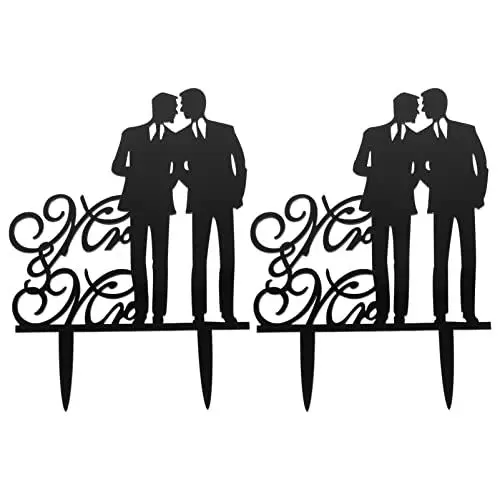 Produktbild: Amosfun Gay Kuchen Topper Homosexueller Tortenaufsatz 2 Stücke Mr Mr Hochzeit Kuchendeko Tortendeko Brautpaar Figuren Tortenfigur Paar Figur Hochzeitspaar Cake Topper Dessert Muffin Obst Picks