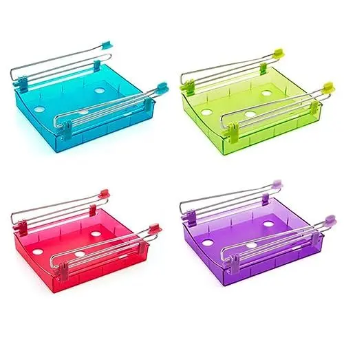 Produktbild: Amosfun Küche Kühlschrank Organizer Slide Schublade Rack Gefrierfach Schublade Edelstahl Tasse Rot
