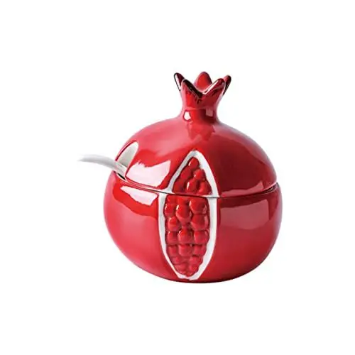 Produktbild: Amosfun Gewürzdose aus Keramik kleiner Gewürzbehälter Salzschale Granatapfel-Salzglas Keramik Gewürzbehälter Küchenbehälter für Gewürze Gewürzglas in Fruchtform Zuckerdose für die Küche