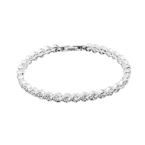 Produktbild: Amosfun Glitzerndes Armband Kristall-strass-armbänder Silbernes Strassarmband Strass-stretch-armband Kristall Armband Versilbertes Armband Strass-tennisarmband Schmuck Manschette