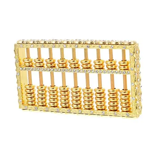 Produktbild: Amosfun Goldener Abakus bürodeko büro Dekoration Mathespielzeug zählen Reichtum Charm-Anhänger Wohnkultur kreative abakusverzierung Tischdekorationen Legierung Statue Holzperlen