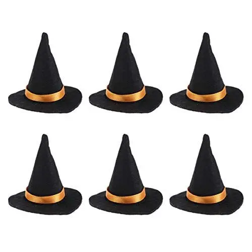 Produktbild: Amosfun Halloween-Mini-Hexenhüte, Weinflaschenaufsatz, Dekoration, Ornamente, Halloween-Partygeschenke, Geschenke, 6 Stück