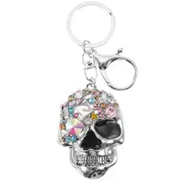 Produktbild: Amosfun Halloween-Totenkopf-Schlüsselanhänger, Skelettkopf, Metallauto, Anhänger, Tasche, Anhänger, für Halloween, Zubehör, Geschenk, Geschenke