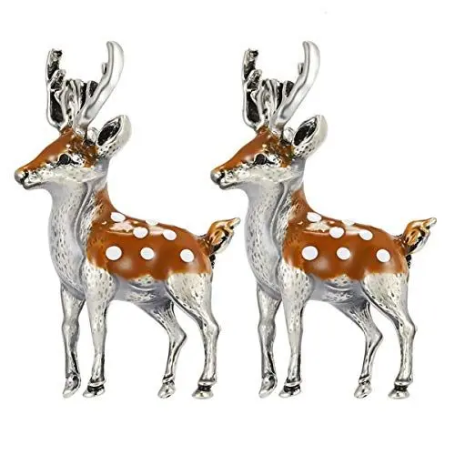 Produktbild: Amosfun Hirsch-Brosche, Weihnachts-Brosche, niedlich, weihnachtliches Cartoon-Design, Legierung, Sika-Geschenk, Brosche, für Mädchen, Damen, Damen, Madam, 2 Stück