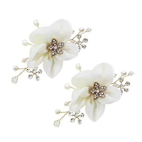 Produktbild: Amosfun Hochzeit Blume Schuhschnalle Strass Perle Blume Schuhclips Brautschuh Zubehör 1 Paar