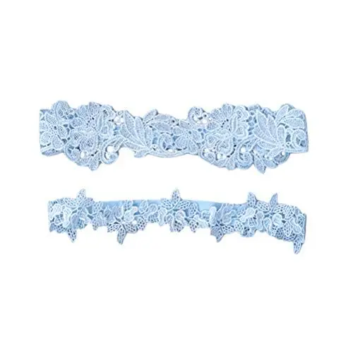 Produktbild: Amosfun Hochzeit Braut Strumpfband Lace Flower Bridal Strumpf Blumenornamente (blau)