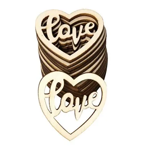 Produktbild: Amosfun Holzherzen Love Herz Holzscheiben Holz Streudeko Hochzeit Tischdeko Hängedeko für Basteln DIY Handwerk Verzierungen 15 Stücke